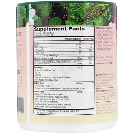 Kollagentillskott, Fog, Ben, Kosttillskott: PlantFusion, Complete Plant Peptides, Collagen Beauty, Peach Mango, 6.35 oz (180 g)