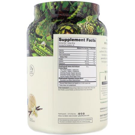 Växtbaserat, Växtbaserat Protein, Idrottsnäring: PlantFusion, Complete Protein, Creamy Vanilla Bean, 2 lb (900 g)