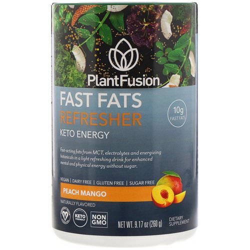 PlantFusion, Fast Fats Refresher, Keto Energy, Peach Mango, 9.17 oz (260 g) Review