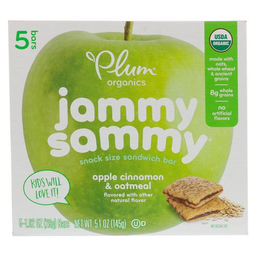 Plum Organics, Jammy Sammy, Apple Cinnamon & Oatmeal, 5 Bars, 1.02 oz (29 g) Each Review