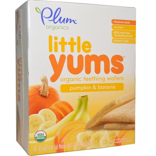 Plum Organics, Little Yums, Organic Teething Wafers, Pumpkin & Banana, 6 Packs, 0.5 oz (14.1 g) Each Review