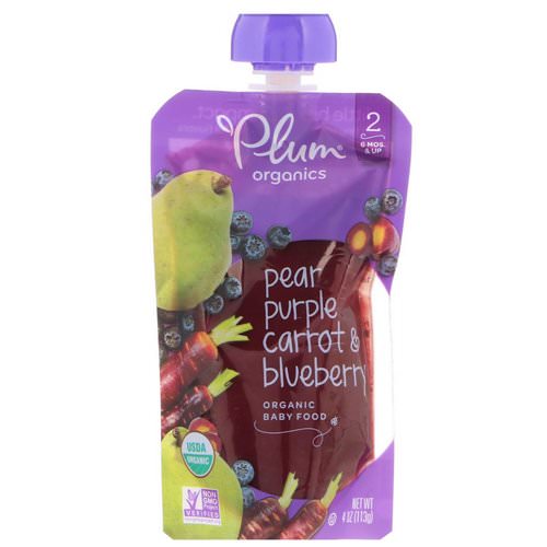 Plum Organics, Organic Baby Food, Stage 2, Pear, Purple Carrot & Blueberry, 4 oz (113 g) Review