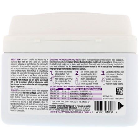 Mjölkpulver, Formel, Barnfoder, Barn: Plum Organics, Organic Infant Formula With Iron Milk-Based Powder, 21 oz (595 g)