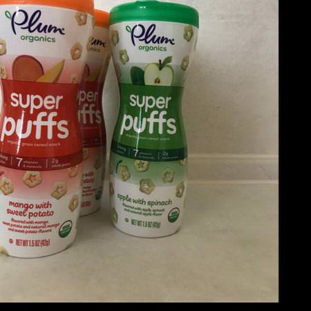 Plum Organics, Super Puffs, Organic Veggie, Fruit & Grain Puffs, Mango & Sweet Potato, 1.5 oz (42 g)