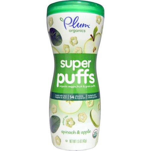 Plum Organics, Super Puffs, Organic Veggie, Fruit & Grain Puffs, Spinach & Apple, 1.5 oz (42 g) Review