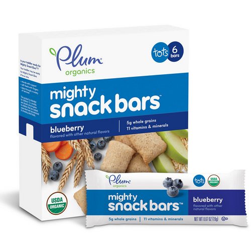 Plum Organics, Tots, Mighty Snack Bars, Blueberry, 6 Bars, 0.67 oz (19 g) Each Review