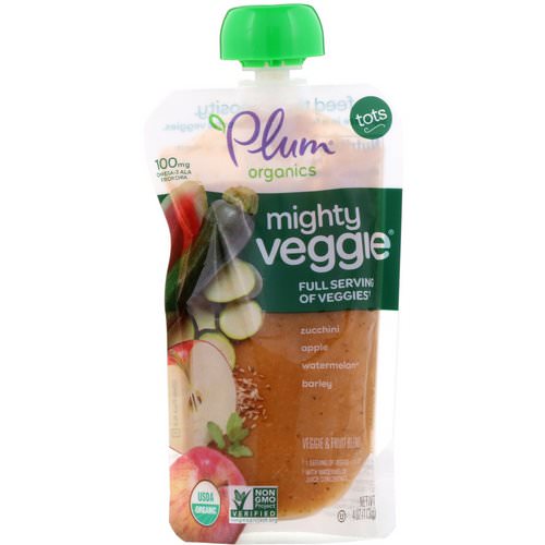 Plum Organics, Tots, Mighty Veggie, Zucchini, Apple, Watermelon, Barley, 4 oz (113 g) Review