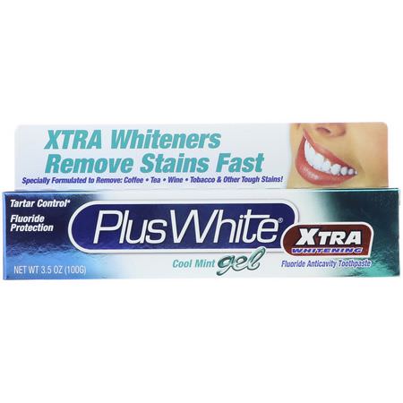 Whitening, Tandpasta, Oral Care, Bad: Plus White, Xtra Whitening with Tartar Control, Cool Mint Gel, 3.5 oz (100 g)