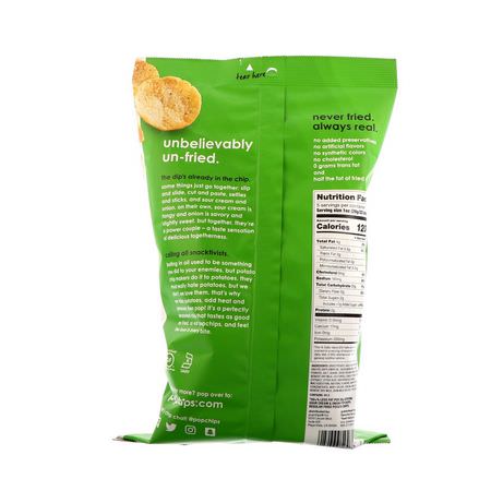 Chips, Mellanmål: Popchips, Potato Chips, Sour Cream & Onion, 5 oz (142 g)