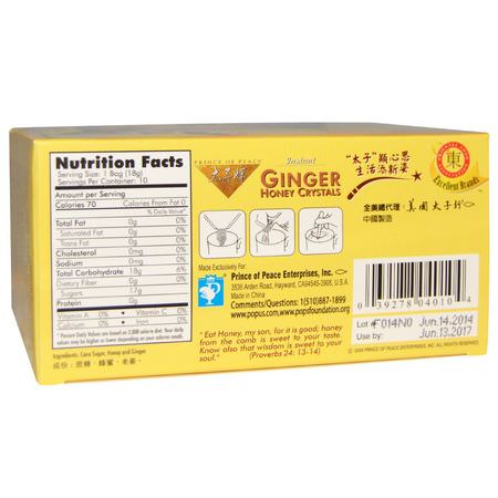 Ingefära Te: Prince of Peace, Instant Ginger Honey Crystals, 10 Bags, (18 g) Each