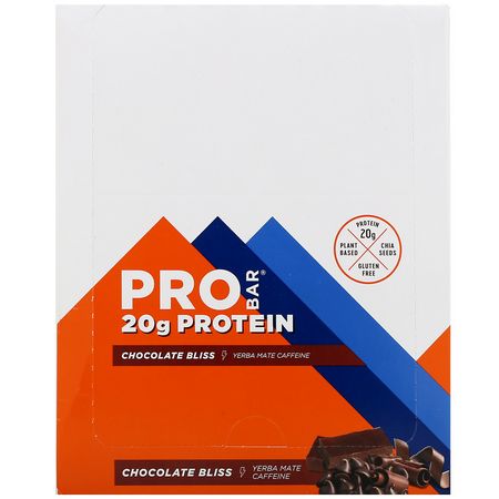 Sojaproteinbarer, Proteinbarer, Brownies, Kakor: ProBar, Protein Bar, Chocolate Bliss, 12 Bars, 2.47 oz (70 g) Each