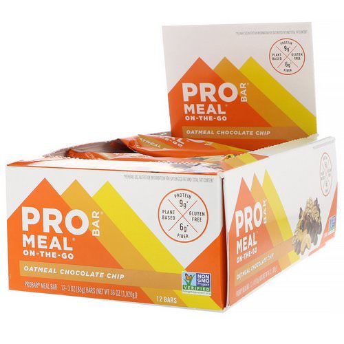 ProBar, Protein Bar, Meal, Oatmeal Chocolate Chip, 12 Bars, 3 oz (85 g) Each Review