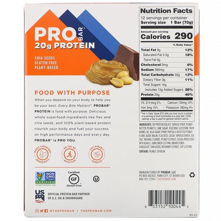 ProBar Soy Protein Bars - Sojaproteinstänger, Proteinbarer, Brownies, Kakor