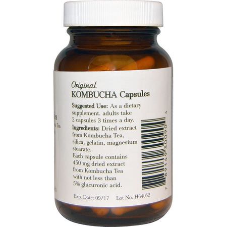 Kombucha, Probiotics, Digestion, Supplements: Pronatura, Kombucha Capsules, 555 mg, 90 Capsules