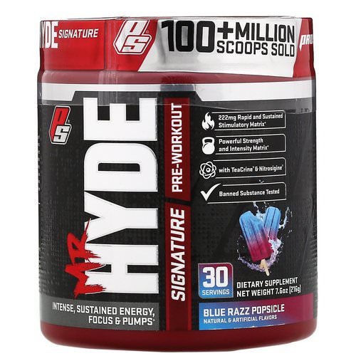 ProSupps, Mr. Hyde, Signature Pre Workout, Blue Razz Popsicle, 7.6 oz (216 g) Review