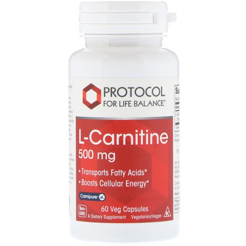 Protocol for Life Balance, L-Carnitine, 500 mg, 60 Veg Capsules Review