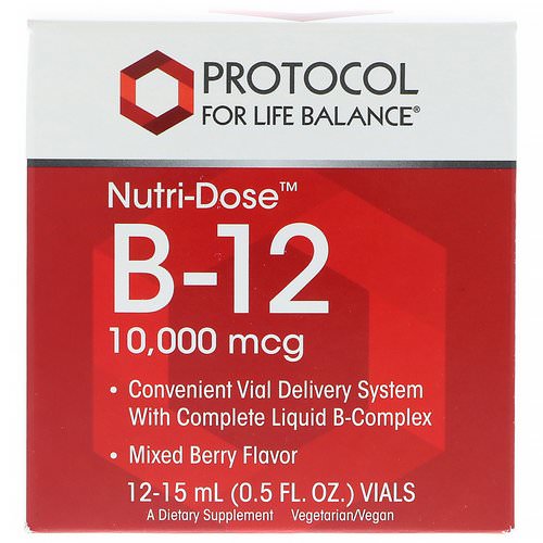 Protocol for Life Balance, Nutri-Dose B-12, Mixed Berry Flavor, 10,000 mcg, 12 Vials, 0.5 fl oz (15 ml) Each Review