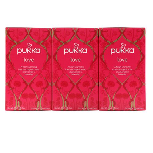 Pukka Herbs, Love, Organic Rose, Chamomile & Lavender Tea, Caffeine Free, 3 Pack, 20 Herbal Tea Sachets Each Review