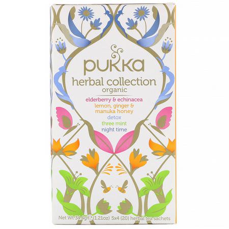 Medicinska Teer, Örtte Te: Pukka Herbs, Organic Herbal Tea Collection, 3 Pack, 20 Herbal Tea Sachets Each