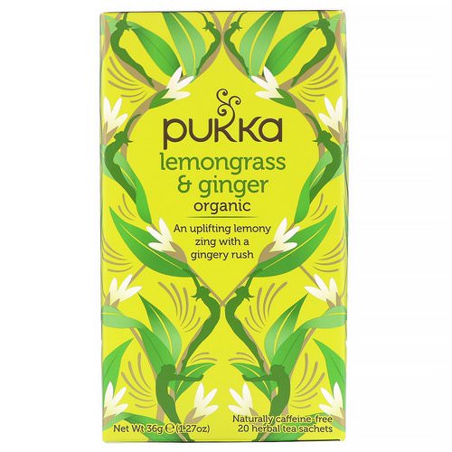 Pukka Herbs, Organic Lemongrass & Ginger, Caffeine-Free, 20 Herbal Tea Sachets, 1.27 oz (36 g) Review