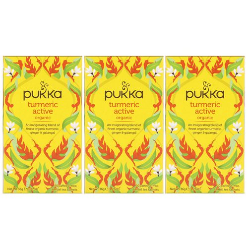 Pukka Herbs, Organic Turmeric Active, Caffeine-Free, 3 Pack, 20 Herbal Tea Sachets Each Review