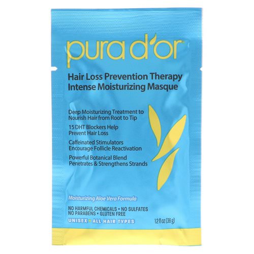 Pura D'or, Hair Loss Prevention Therapy, Intense Moisturizing Masque, 8 Packets, 1.2 fl oz Each Review
