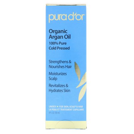 Argan Oil, Beauty, Argan, Massage Oils: Pura D'or, Organic Argan Oil, 4 fl oz (118 ml)