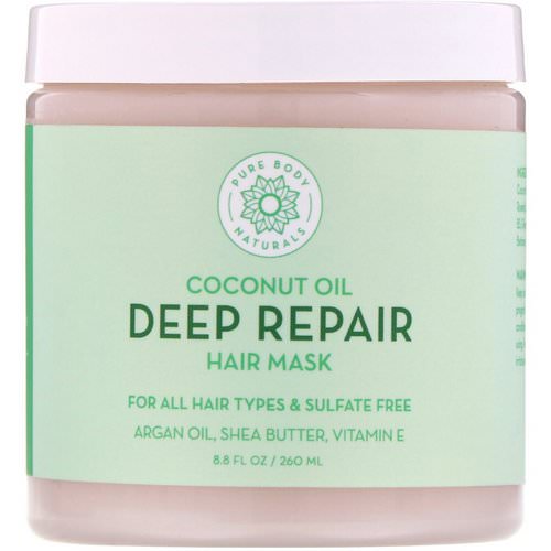 Pure Body Naturals, Coconut Oil, Deep Repair Hair Mask, 8.8 fl oz (260 ml) Review
