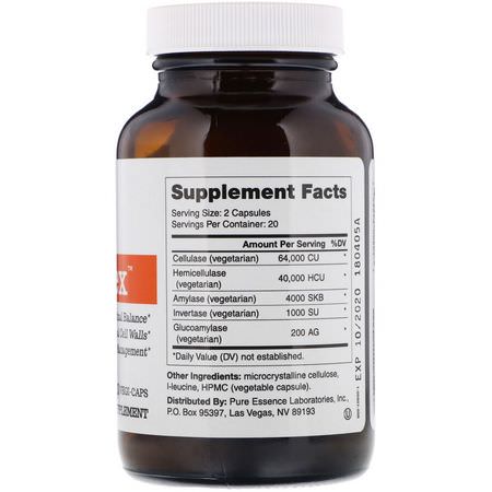 Digestive Enzymer, Digestion, Supplements: Pure Essence, Candex, 40 Vegi-Caps