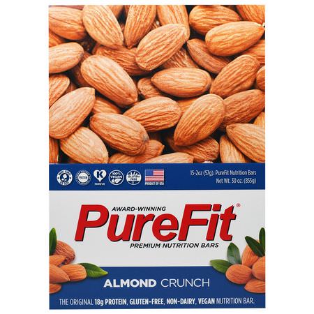 Näringsstänger: PureFit Bars, Premium Nutrition Bars, Almond Crunch, 15 Bars, 2 oz (57 g) Each