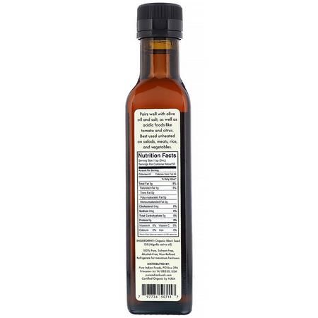 Vingrön, Oljor: Pure Indian Foods, Organic Cold Pressed Virgin Black Seed Oil, 250 ml