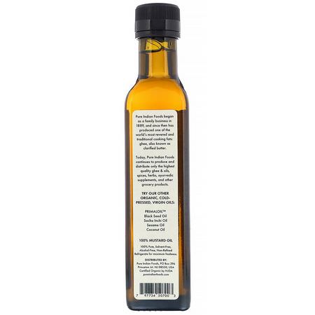 Vingrön, Oljor: Pure Indian Foods, Organic Cold Pressed Virgin Mustard Seed Oil, 250 ml