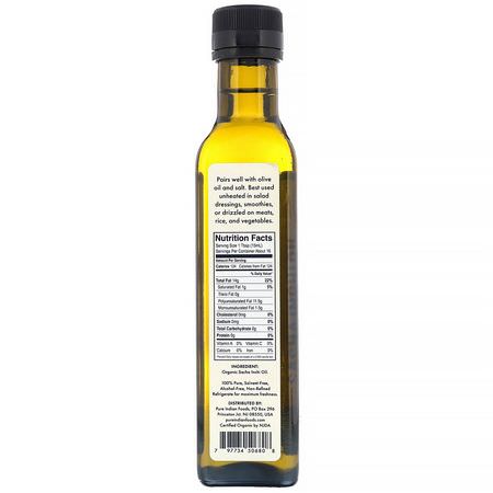 Vingrön, Oljor: Pure Indian Foods, Organic Cold Pressed Extra-Virgin Sacha Inchi Oil, 250 ml