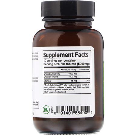 Spirulina, Alger, Superfoods, Greener: Pure Planet, Organic Amla Plus, 500 mg, 100 Tablets