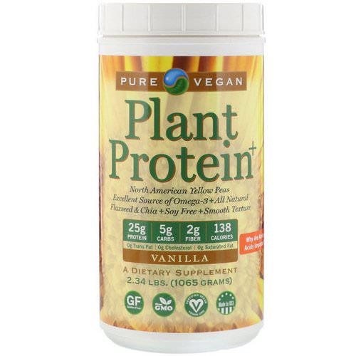 Pure Vegan, Plant Protein+, Vanilla, 2.34 lbs (1065 g) Review