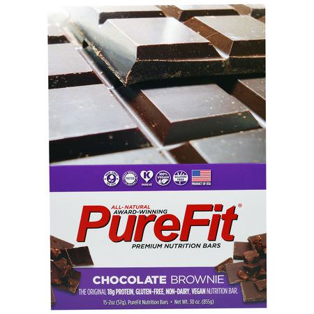 Näringsstänger: PureFit Bars, Premium Nutrition Bars, Chocolate Brownie, 15 Bars, 2 oz (57 g) Each