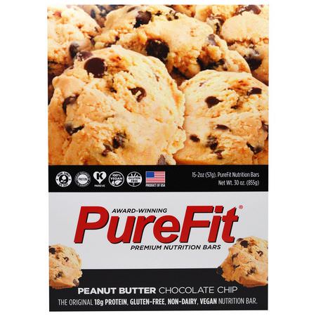 Näringsstänger: PureFit Bars, Premium Nutrition Bars, Peanut Butter Chocolate Chip, 15 Bars, 2 oz (57 g) Each