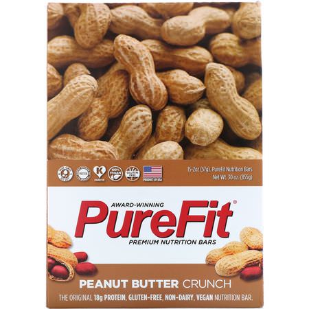 Näringsstänger: PureFit Bars, Premium Nutrition Bars, Peanut Butter Crunch, 15 Bars, 2 oz (57 g) Each