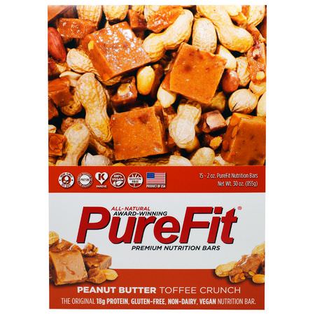 Näringsstänger: PureFit Bars, Premium Nutrition Bars, Peanut Butter Toffee Crunch, 15 Bars, 2 oz (57 g) Each