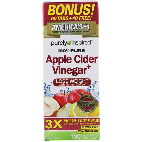 Purely Inspired, Apple Cider Vinegar+, 100 Easy-to-Swallow Veggie Tablets Review