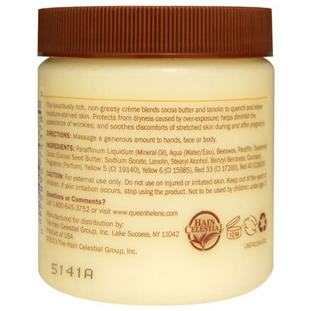 Kliande Hud, Torr, Hudbehandling, Kakaosmör: Queen Helene, Cocoa Butter Face + Body Creme, 4.8 oz (136 g)