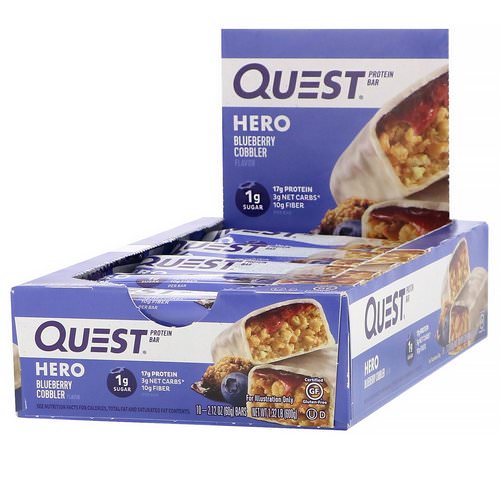 Quest Nutrition, Hero Protein Bar, Blueberry Cobbler, 10 Bars, 2.12 oz (60 g) Each Review