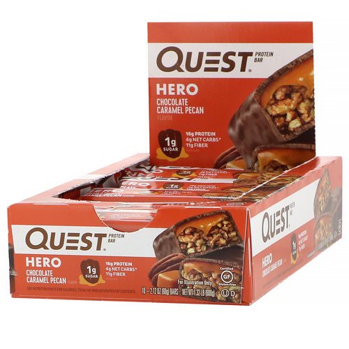 Quest Nutrition, Hero Protein Bar, Chocolate Caramel Pecan, 10 Bars, 2.12 oz (60 g) Each Review