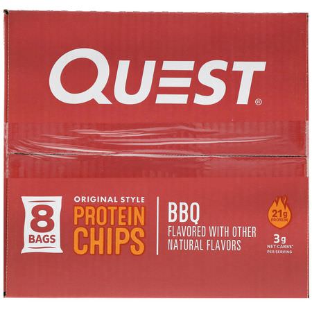 Snacks, Protein Snacks, Brownies, Cookies: Quest Nutrition, Original Style Protein Chips, BBQ, 8 Pack, 1.1 oz (32 g) Each