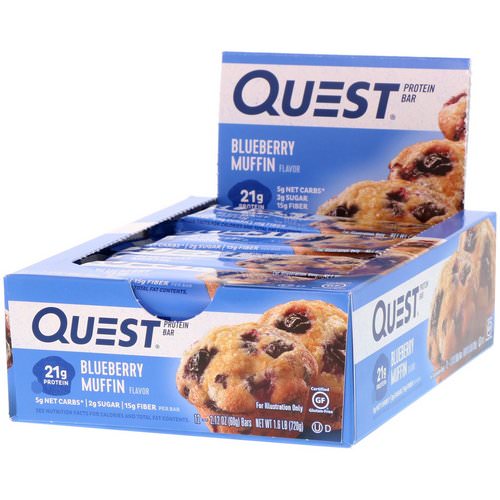 Quest Nutrition, Protein Bar, Blueberry Muffin, 12 Bars, 2.12 oz (60 g) Each Review