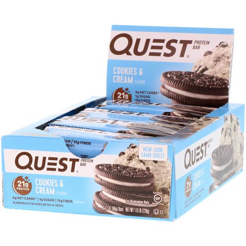 Quest Nutrition, Protein Bar, Cookies & Cream, 12 Bars, 2.12 oz (60 g) Each Review
