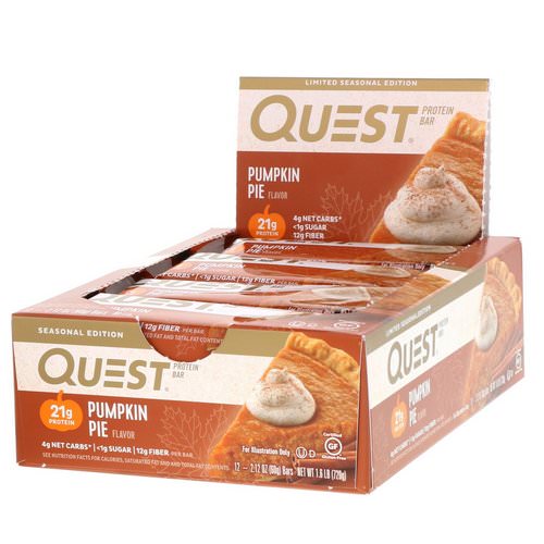 Quest Nutrition, Protein Bar, Pumpkin Pie, 12 Bars, 2.12 oz (60 g) Each Review
