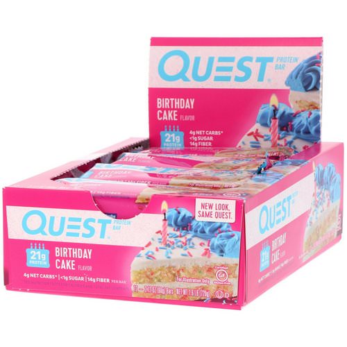 Quest Nutrition, Protein Bar, Birthday Cake, 12 Pack, 2.12 oz (60 g) Each Review