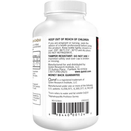 Qunol Coenzyme Q10 CoQ10 Formulas - Coenzyme Q10, Coq10, Antioxidanter, Kosttillskott