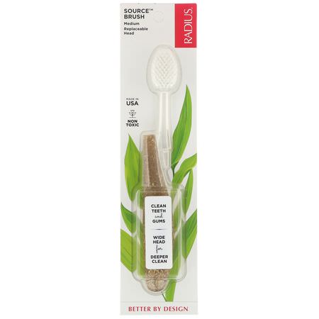 Tandborstar, Tandborstar, Bad: RADIUS, Source Toothbrush, Medium, 1 Replaceable Head Toothbrush